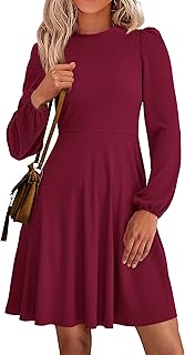 PRETTYGARDEN Mini abito da donna a maniche lunghe 2025 autunno alla moda girocollo a costine in maglia morbida una linea fluida abiti formali estivi