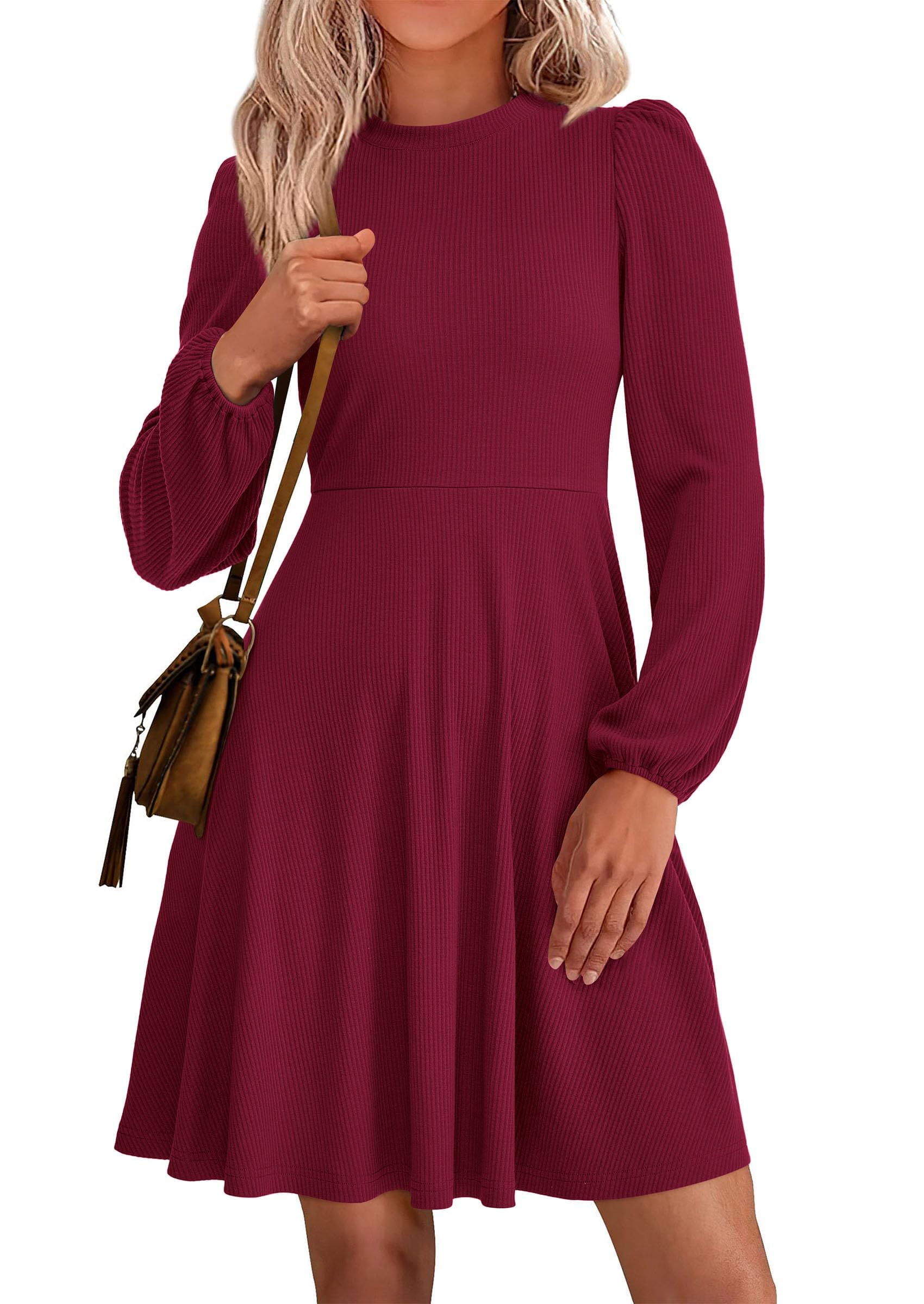 PRETTYGARDEN Mini abito da donna a maniche lunghe 2025 autunno alla moda girocol