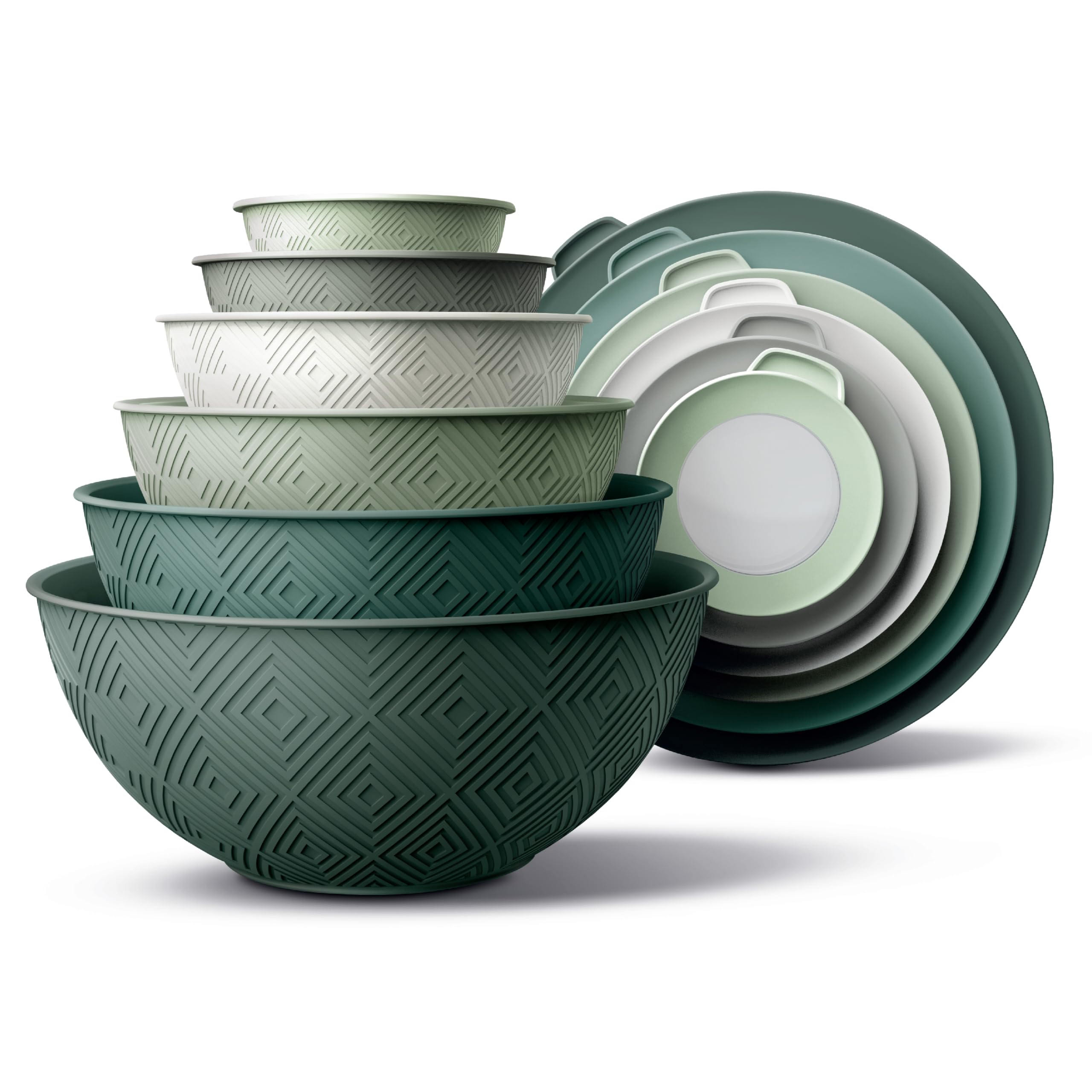COOK WITH COLOR Mixing Bowls with Lids - 12 Piece Plastic Nesting Bowls Set incl