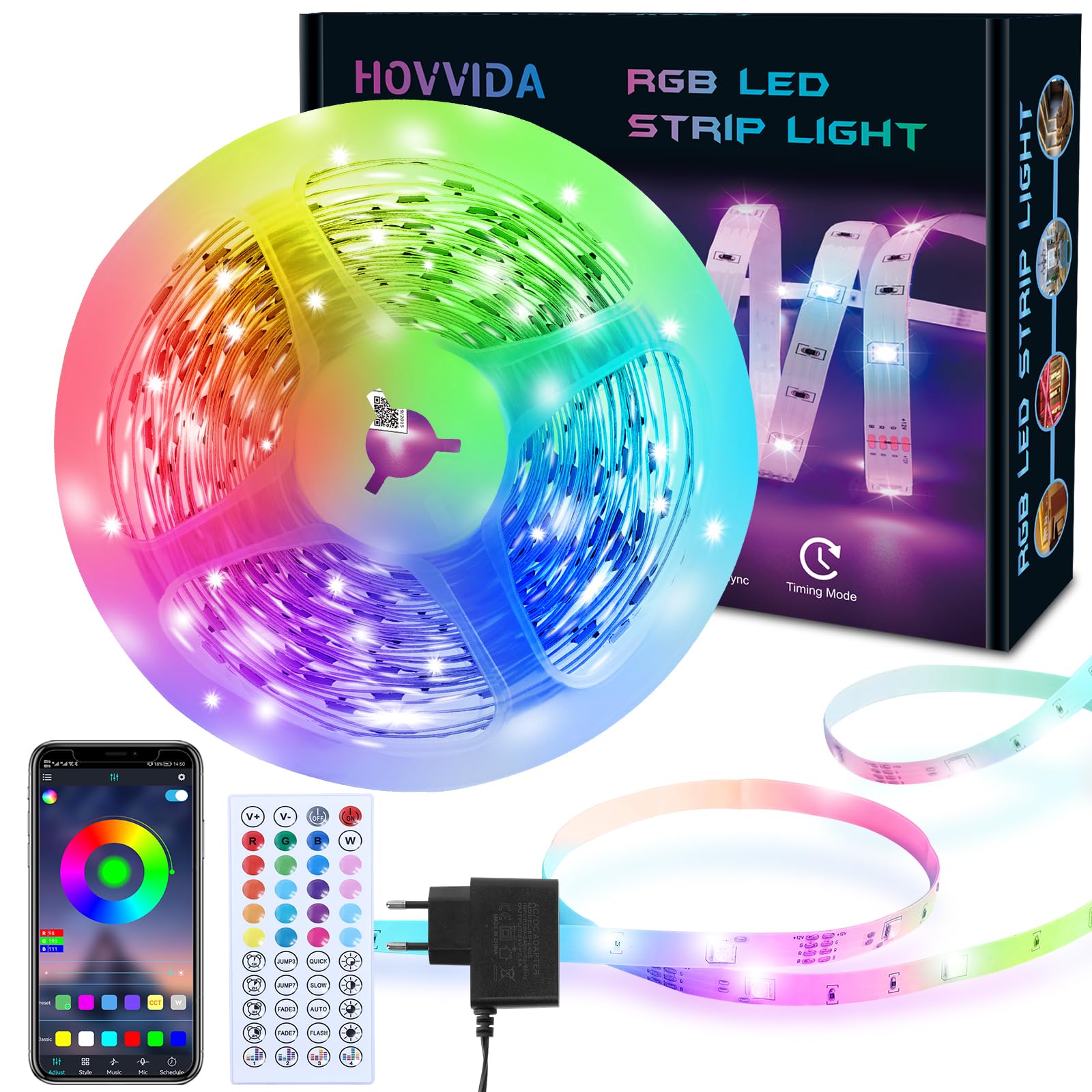 HOVVIDA LED Strip 5 m, LED Room, LED Strip, 150 LEDs, 30 LEDs/Meter, LED 5 | 1 x