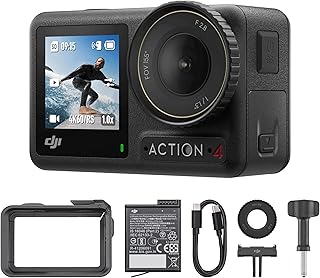 DJI Osmo Action 4 Essential Combo, Waterproof Action Camera Vlogging Camera | 1/1.3" Sensor, 4K/120fps Video, Stunning Low-Light Imaging, 10-bit & D-Log M Color Performance, Long-Lasting 160 Mins