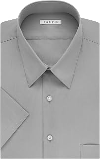 Van Heusen メンズ トールフィット 半袖 ドレスシャツ ポプリン 無地 (ビッグ&トール)