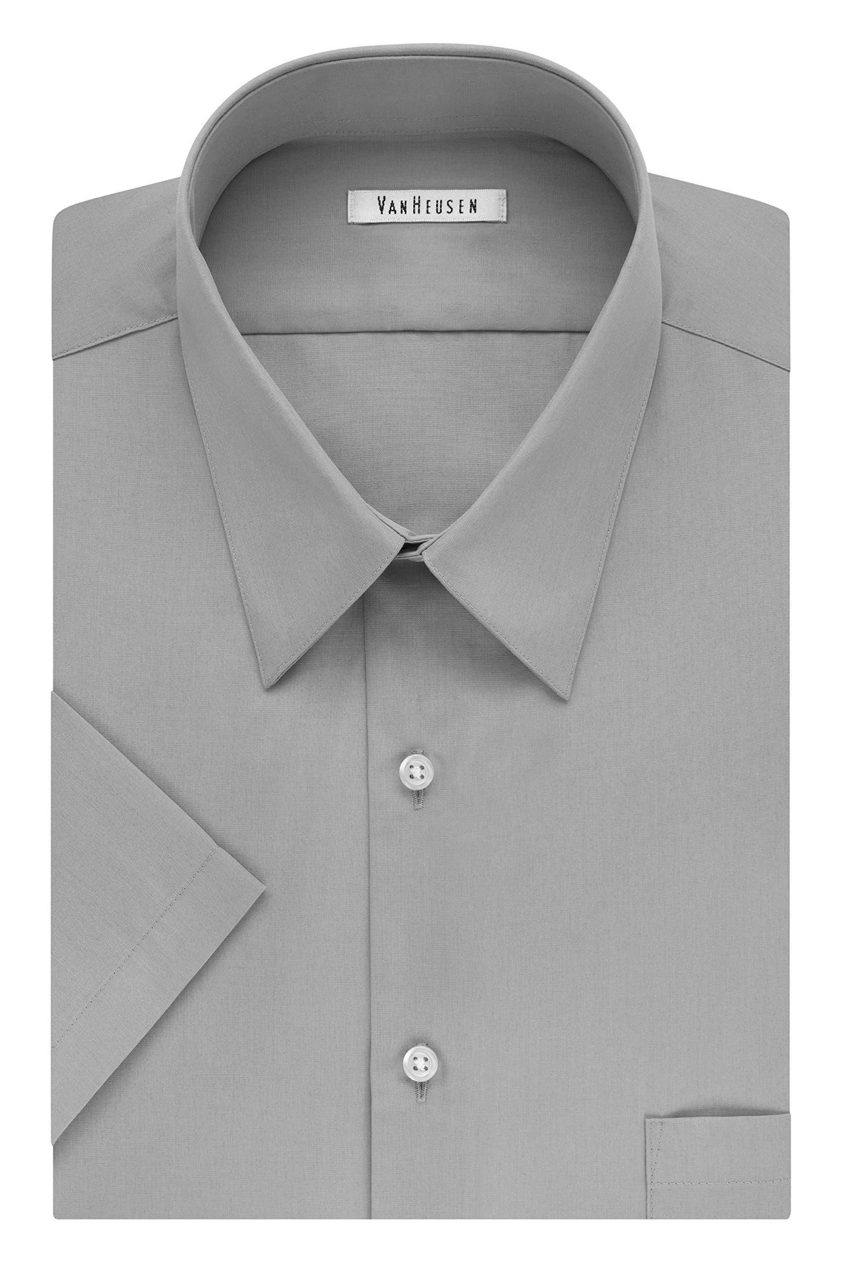 Van Heusen メンズ トールフィット 半袖 ドレスシャツ ポプリン 無地 (ビッグ&トール)