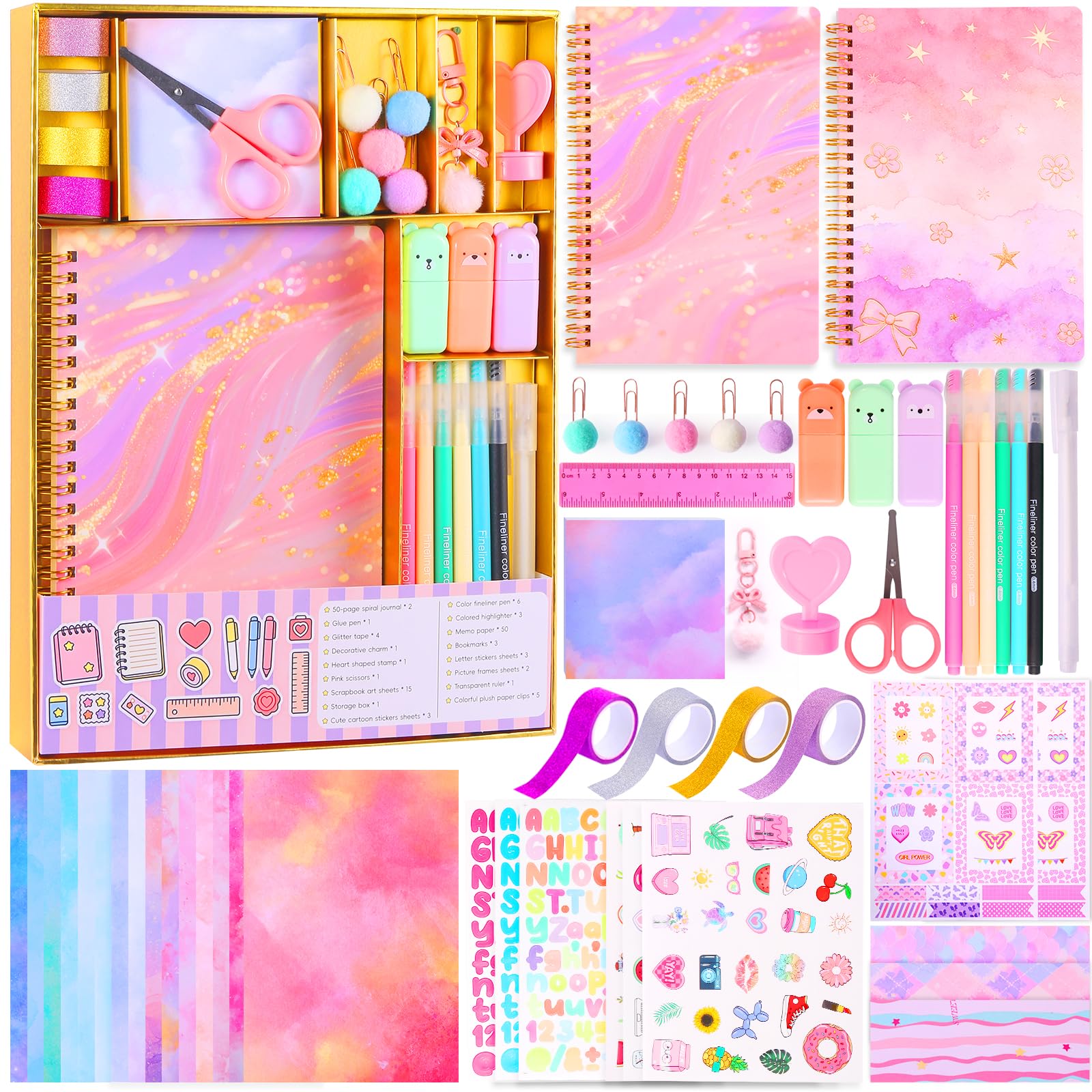 250PCS Diy journal kit 8 7 9 10 11 12 year old girl gift scrapbook supplies | Sc