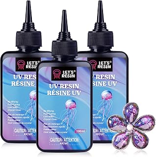 LET'S RESIN UV Resin Kit, 300ml Low Viscosity Crystal Clear Hard Type | Quick-Curing & Low Shrinkage UV Resin for Craft Jewelry Making, Casting, Molds