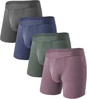 DAVID ARCHY Mens Underwear Boxer Briefs with Fly, Rayon Made from Bamboo