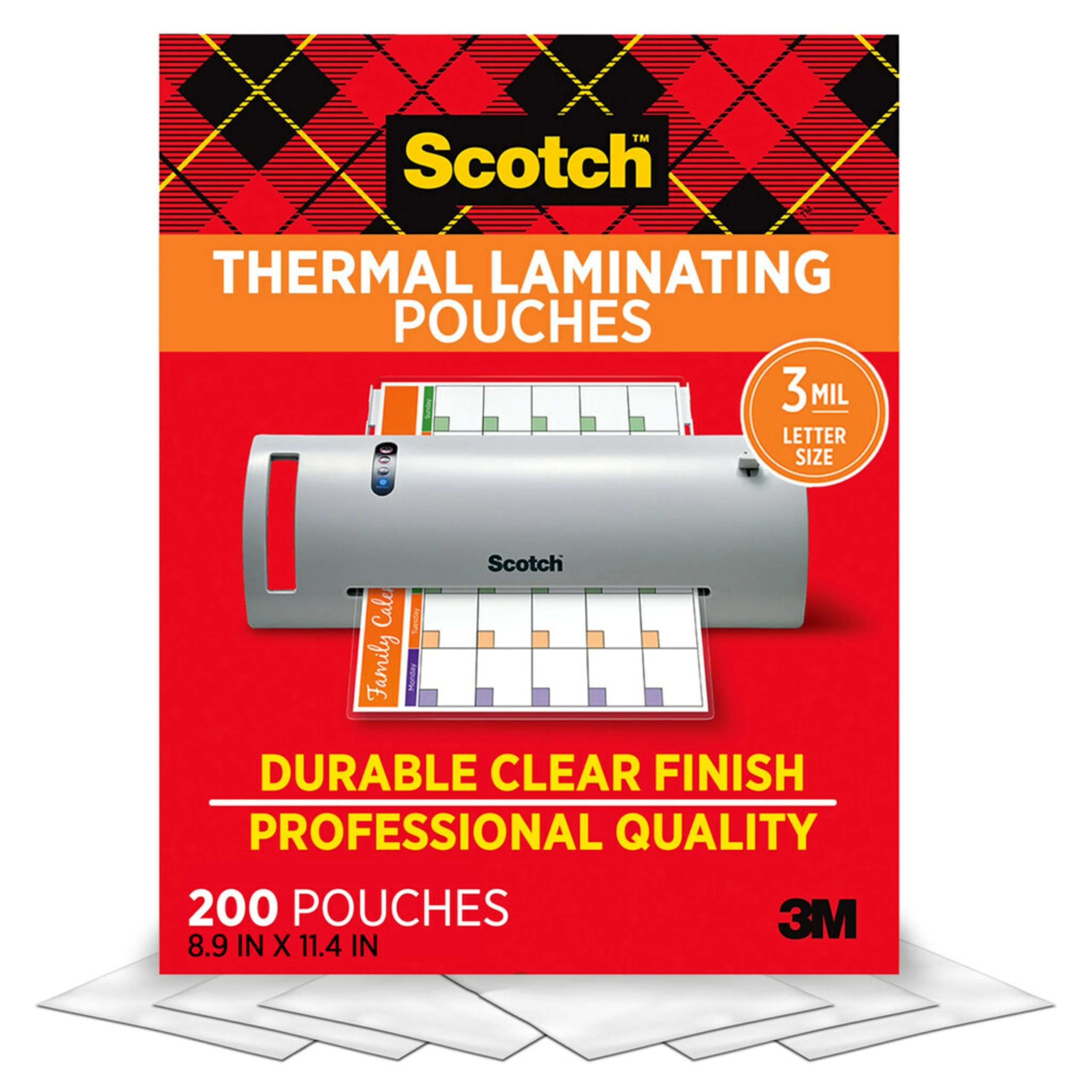 Scotch Thermal Laminating Pouches, 200 Count, Clear, 3 mil. | Ideal Office or Sc