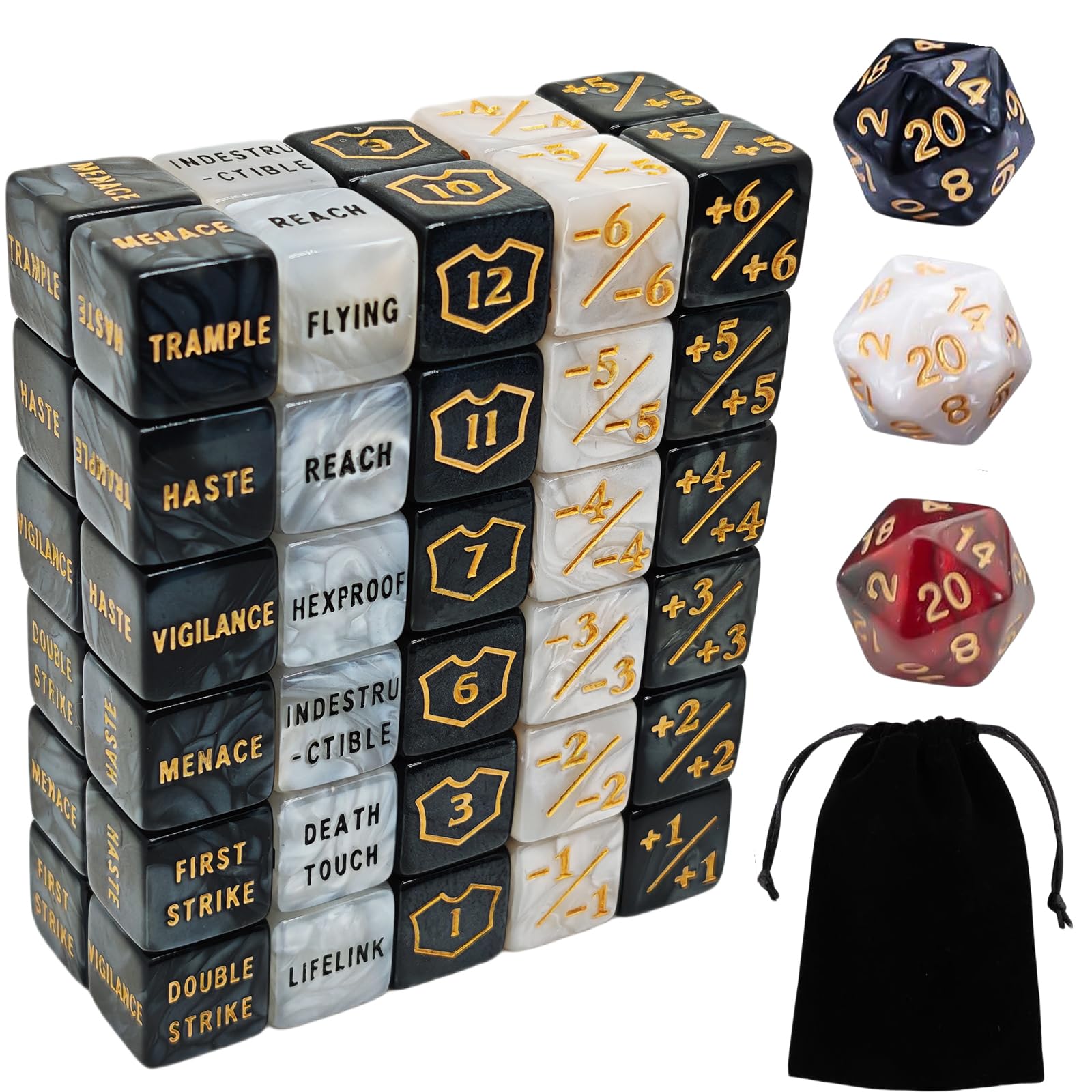 63 PCS MTG Counter Dice Set - AbilityKeyword Counters, -1/+1 Life Counter, Shiel