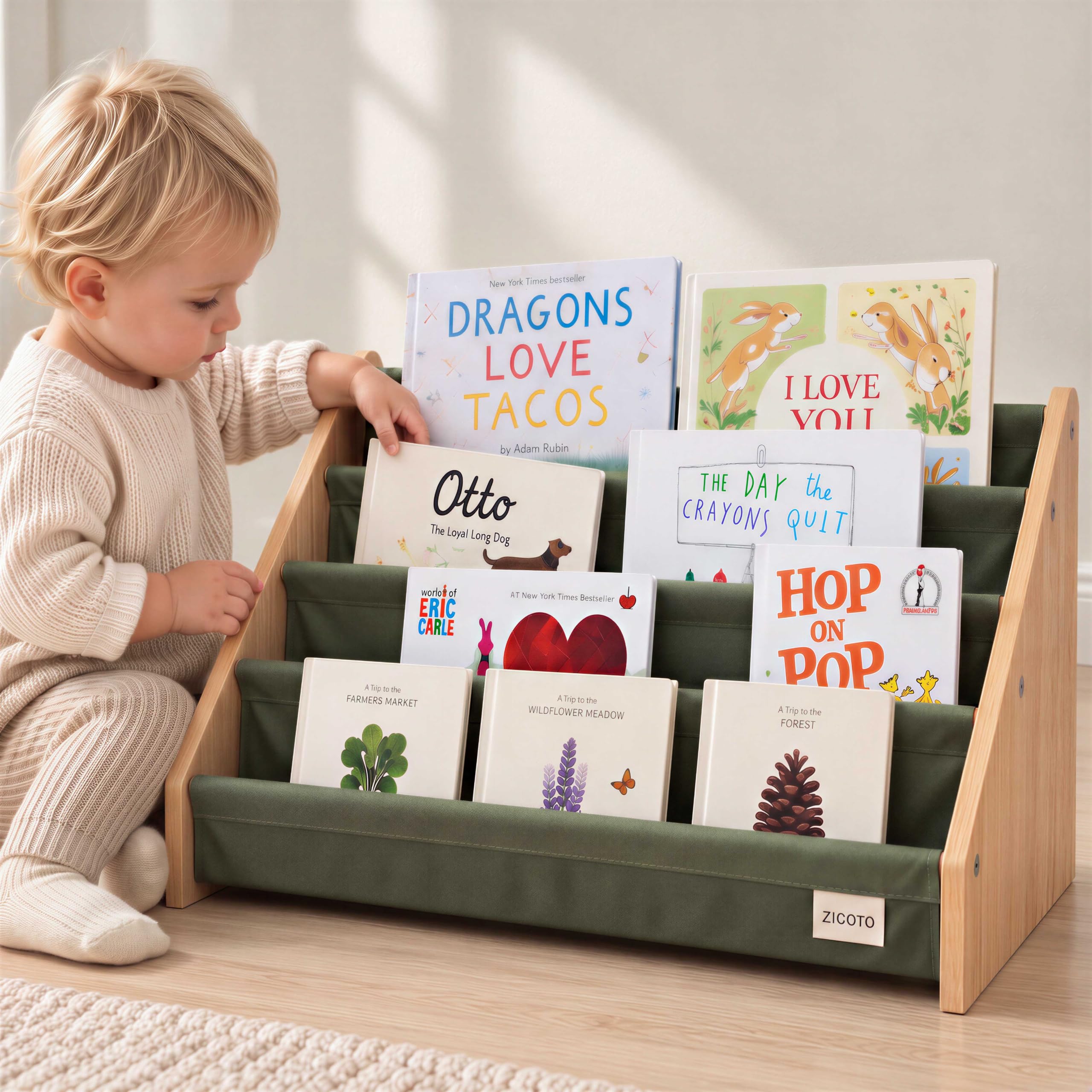Decorative Wooden Bookshelf for Kids Rooms - Easy Install Montessori Shelf | Kee