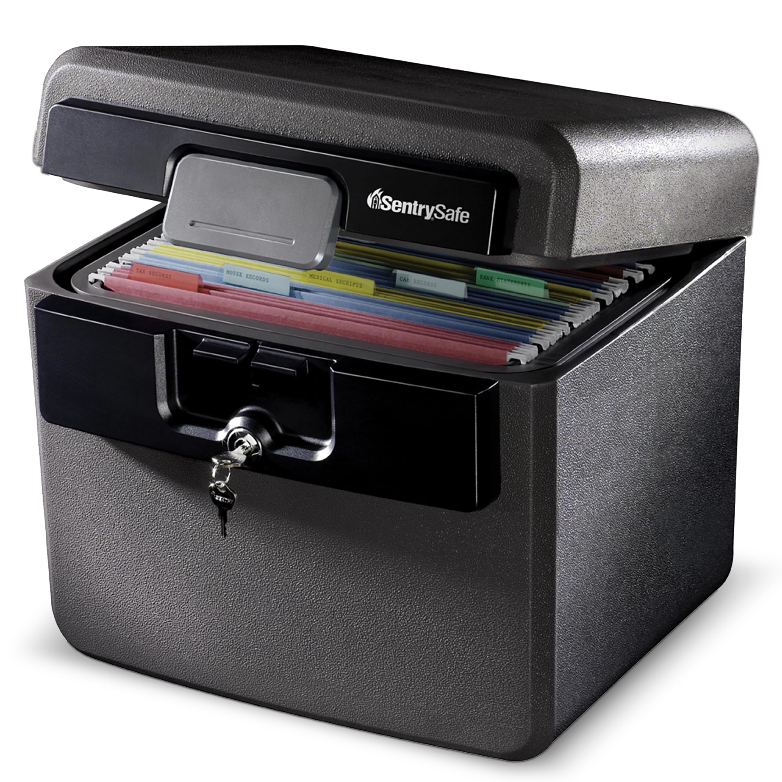 SentrySafe Black Fireproof and Waterproof Safe, File Folder and Document Box wit