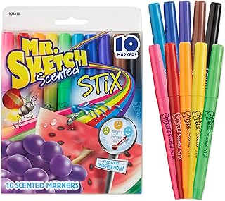 Mr. Sketch Scented Stix Markers, Fine Tip, 10 Count - Fun for Kids, Coloring, Spark Creativity, Arts &amp; Crafts
