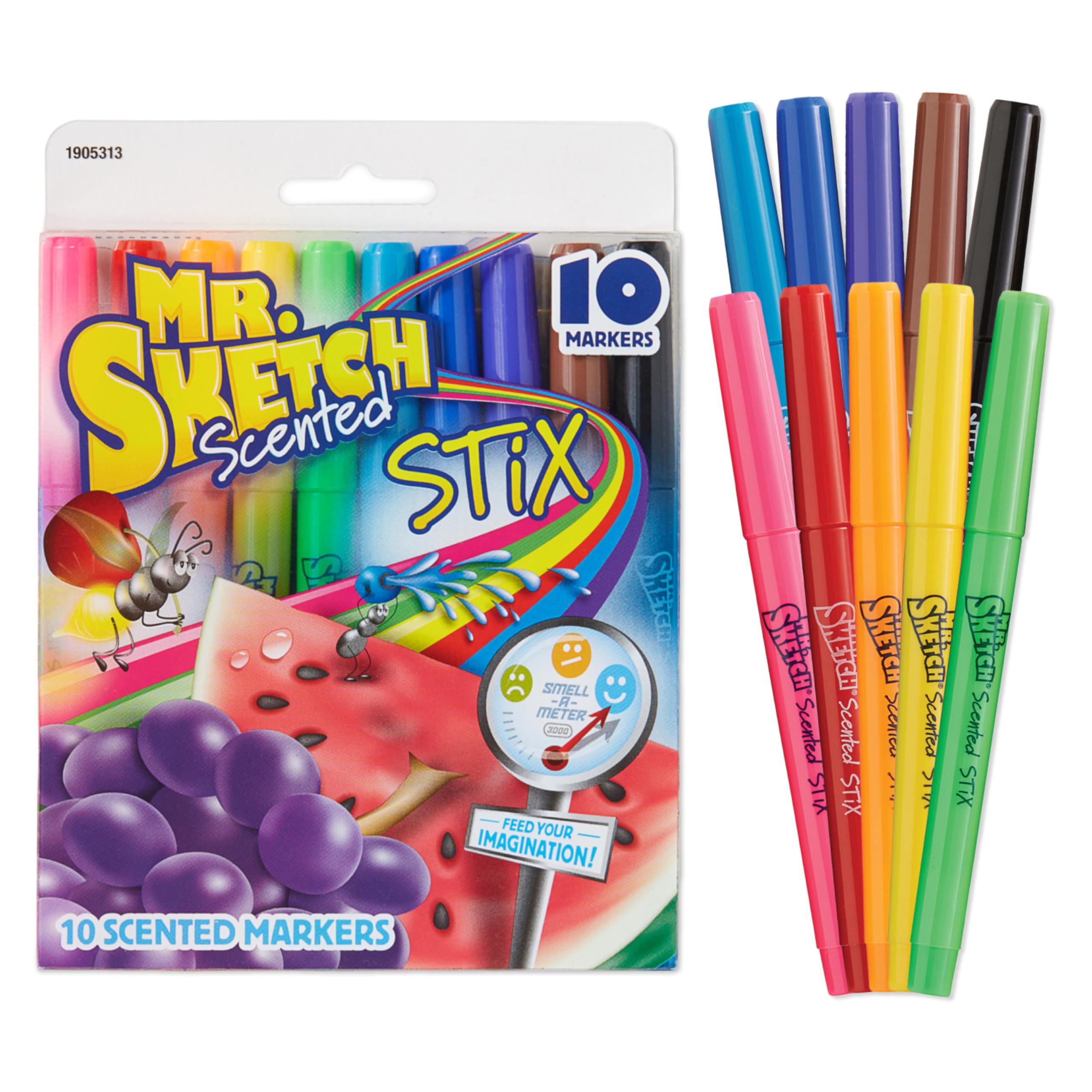 Mr. Sketch Scented Stix Markers, Fine Tip, 10 Count - Fun for Kids, Coloring, Sp