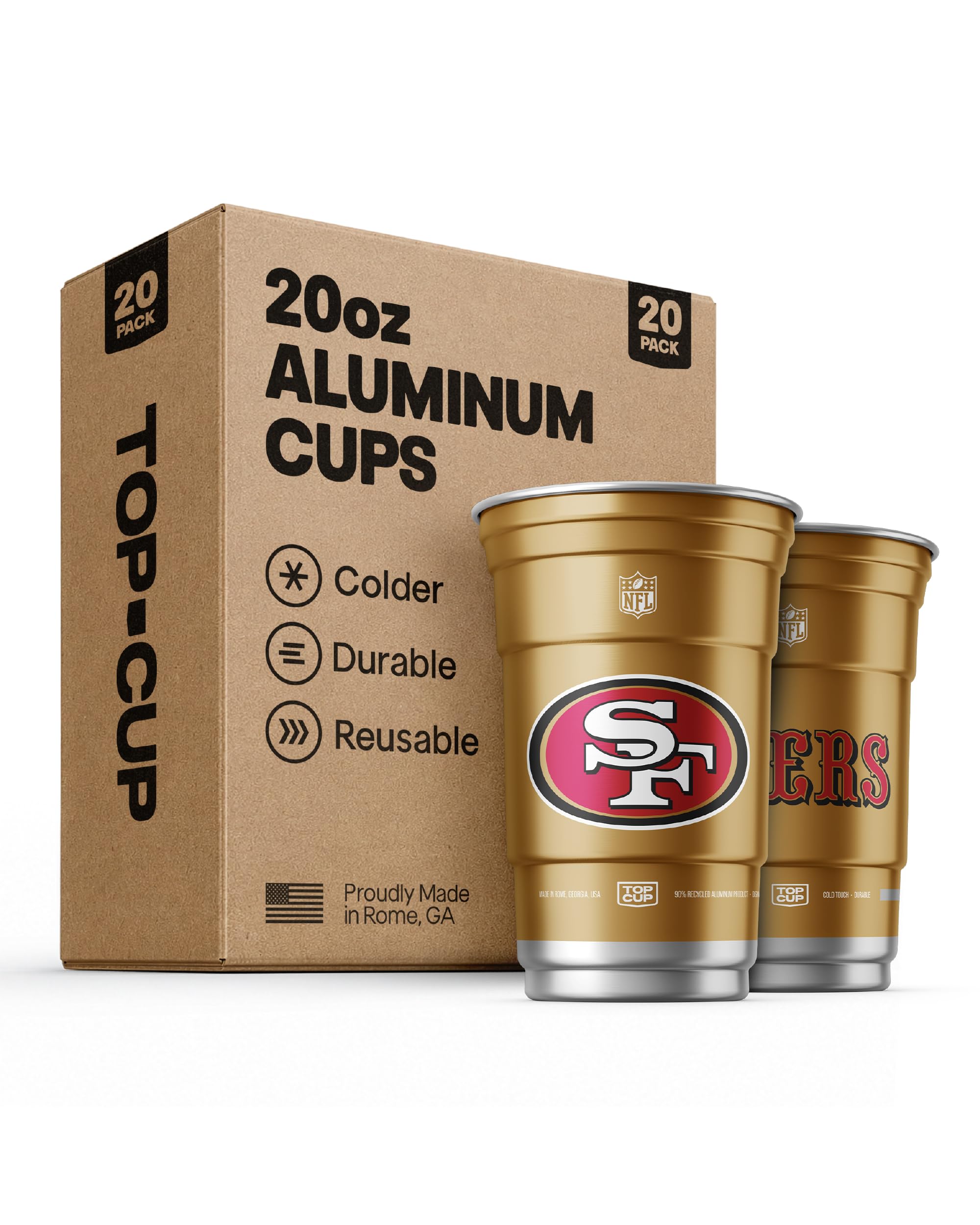 Top Cup NFL San Francisco 49ers Aluminum Party Cups, 20oz, 20 Count | Made in th
