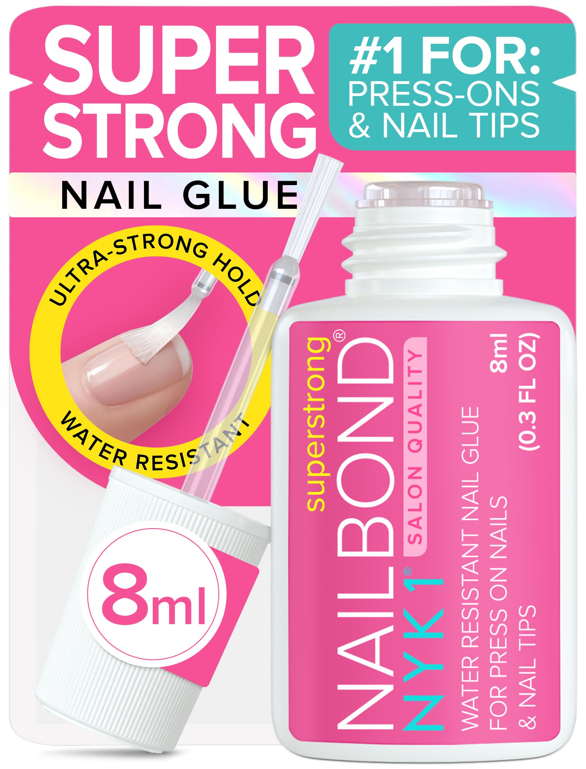 NYK1 Super Strong Nail Glue for Press On Nails, Nail Tips &amp; Acrylics | 8ml |