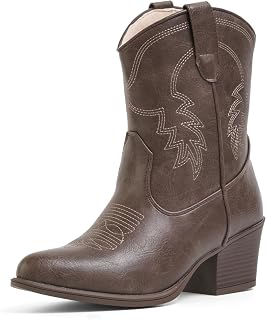 IXU Cowboy Boots for Women Ankle Cowgirl Wide Western Short Booties