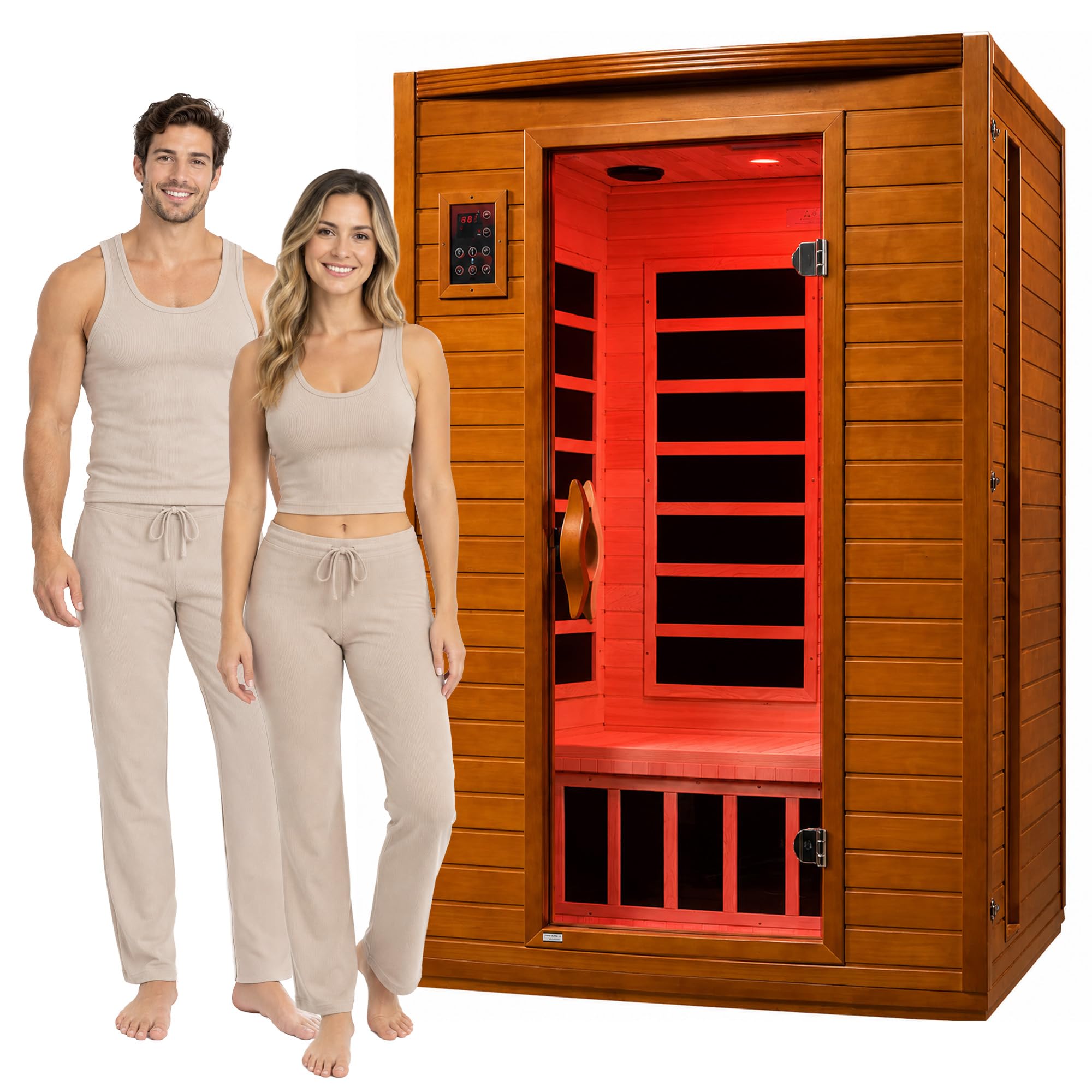 Dynamic Saunas Andora 2-Person Infrared Sauna with Red Light Therapy | 2-Person 