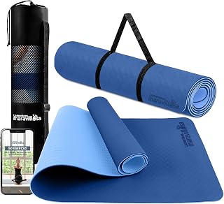 LA MENTE ES MARAVILLOSA - Non-Slip TPE Yoga and Pilates Mat, 183 x 61 cm, 6 mm Thickness, with Case, Shoulder Strap and E-Book, Exercise Mat, Stretching and Meditation Mat | Spessore 6 mm, Antiscivolo per Fitness e Palestra in Casa, con E-Book, Custodia e Tracolla