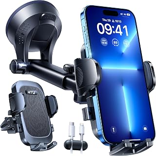 2026 BEST Car Phone Holder [110+LBS Strongest Suction & True Military-Grade]Rotatable Universal Mobile Phone Mount Dashboard Windscreen Vent Cradle Van Accessories for iPhone 16 Pro Max,Dark Black