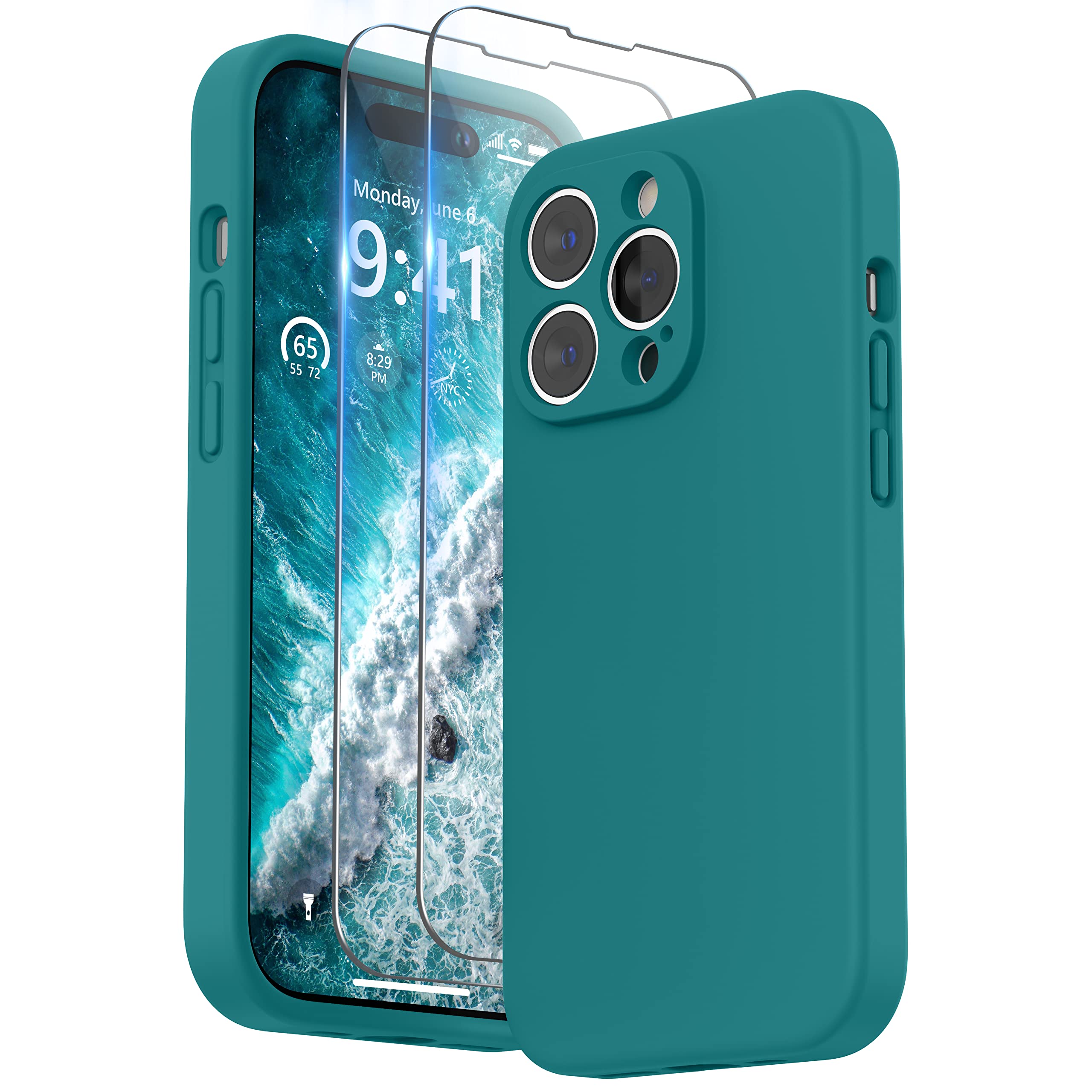 SURPHY für iPhone 14 Pro Max Hülle Silikon mit Displayschutzfolie