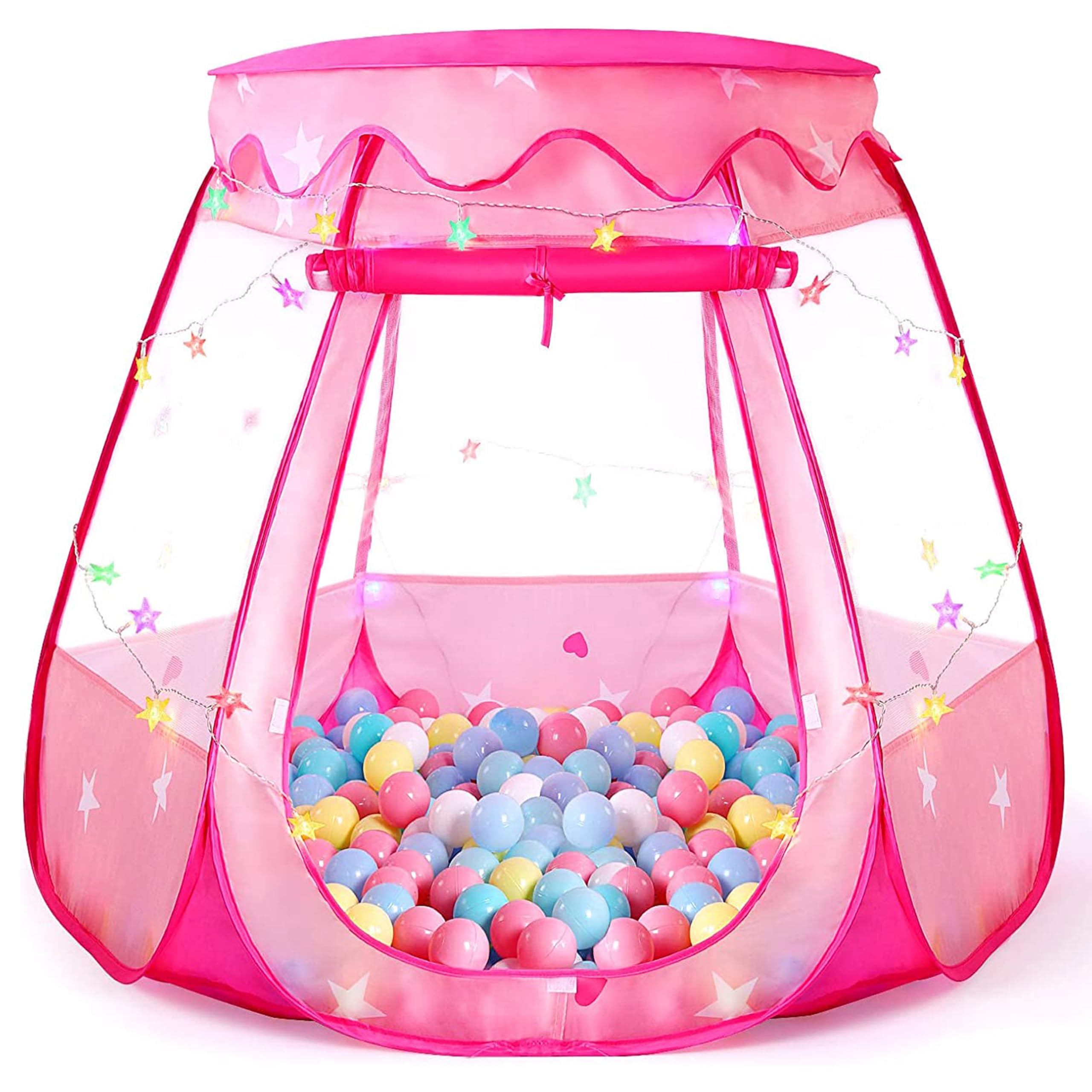 Pop Up Princess Tent with Colorful Star Lights for 1 2 3 Year Old Birthday Gift,