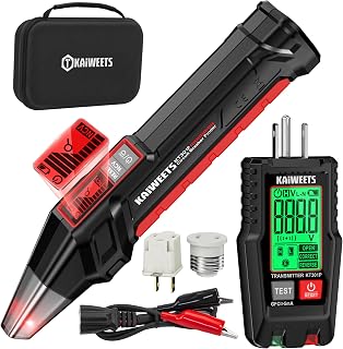 KAIWEETS Circuit Breaker Finder with LCD Display, GFCI Outlet Tester, Electrical Circuit Tracer Tool with NCV Test & Flashlight, Includes Carrying Case and Adapters- KT301P