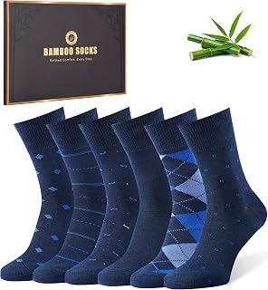 Mens Socks, 6 Pairs Bamboo Dress Socks, Soft & Comfortable