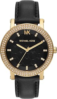 Michael Kors Corey Three-Hand Black Leather Watch