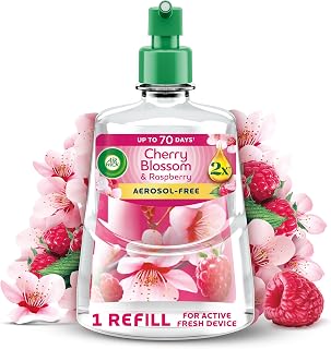 Air Wick Cherry Blossom & Raspberry Aerosol-Free Automatic Spray Refill 228ml. Lasts up to 70 Days. Air Freshener.