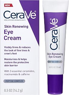 CeraVe Eye Cream for Wrinkles with Peptides, Caffeine &amp; Niacinamide, 0.5oz | Dermatologist-Tested Skin Care Formula Targets Crows Feet and Delicate Under-Eye Skin To Visibly Smooth, Restore, and Protect