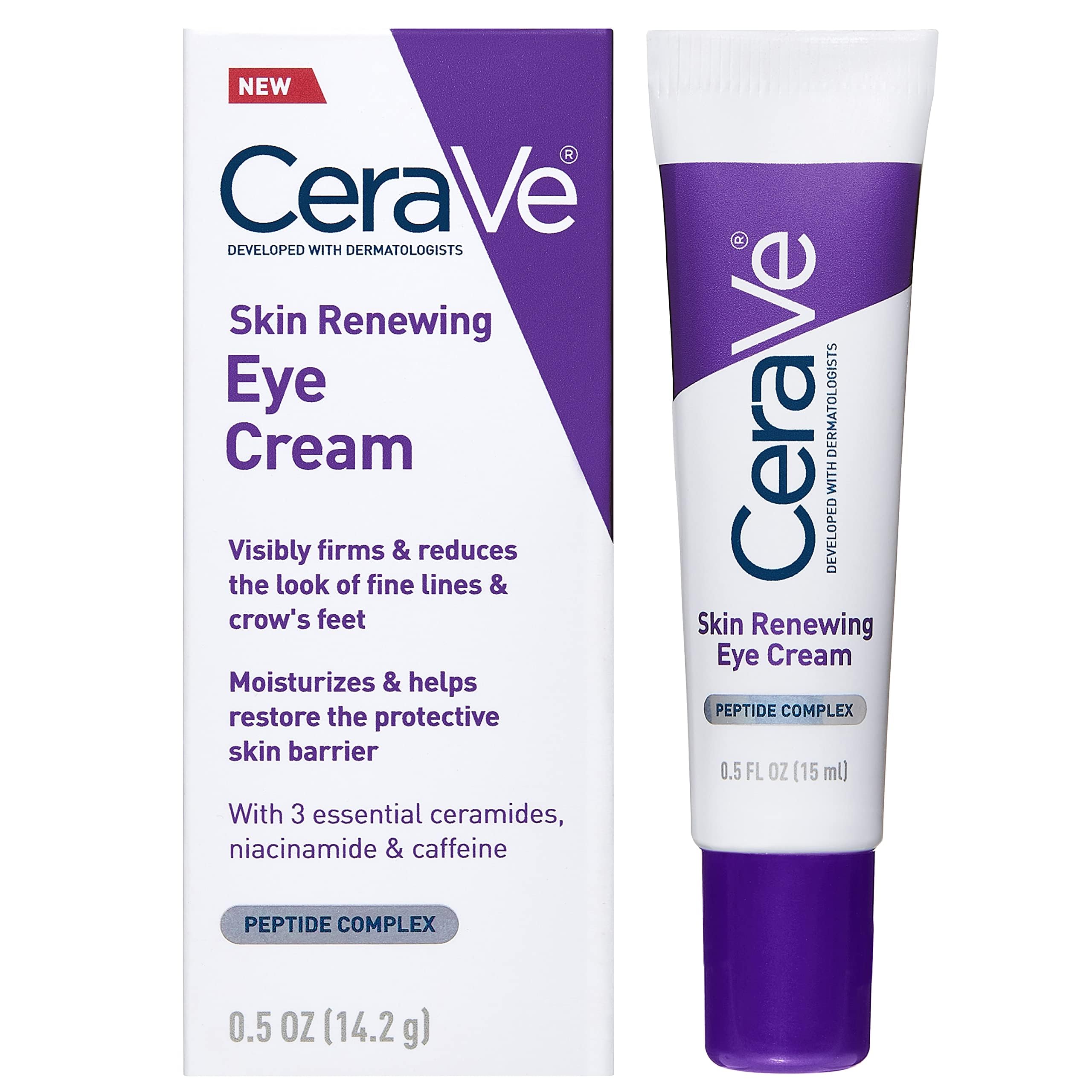 CeraVe Eye Cream for Wrinkles with Peptides, Caffeine & Niacinamide, 0.5oz | Der