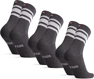 DANISH ENDURANCE Tennis Crew Socks, Cotton Sports Socks, 3 & 6-pack