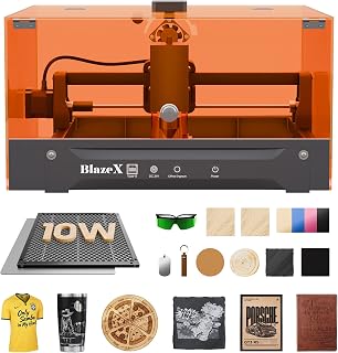 BlazeX M3 10W Laser Engraver Machine with Smart Camera, 0.01mm Ultra-Precision Laser Cutter and Engraver Machine for Wood Metal Glass Leather, with Enclosure Honeycomb Engraving Materials, Class 1