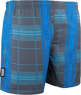 GUGGEN Mountain Badehose für Herren Schnelltrocknende Badeshorts Style-4 Beachshorts Boardshorts Schwimmhose Männer kariert Grau Blau