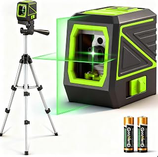 Laser Level with Tripods, 120 ft Green Cross Line Self Rotary Leveling Laser Level, Vertical and Horizontal Line, Rotatable 360 Degree, Manual Self leveling and Pulse Mode,IP54 Waterproof & Battery