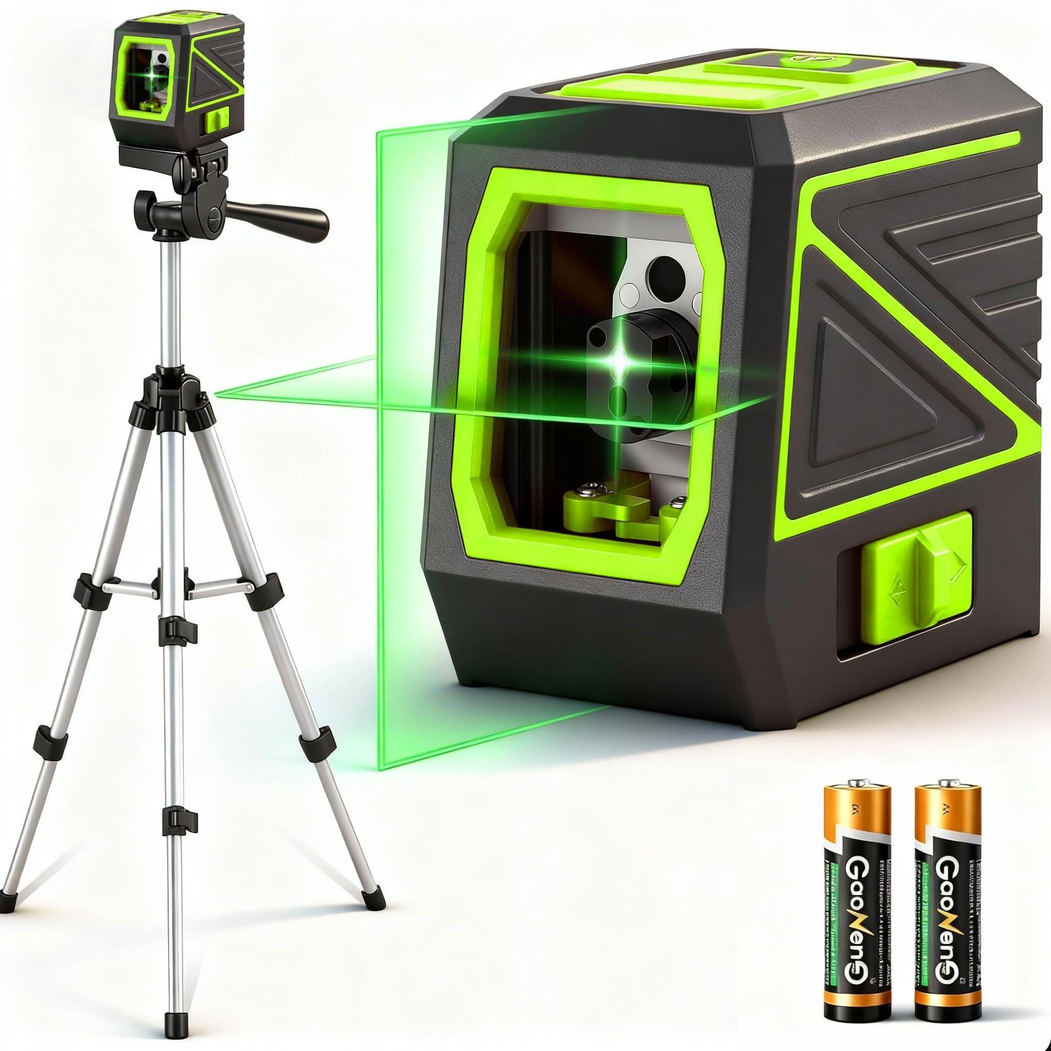 Laser Level with Tripods, 120 ft Green Cross Line Self Rotary Leveling Laser Lev