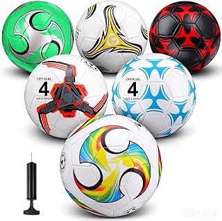 Deekin 6 Pcs Soccer Ball Bulk with Pump Needle for Kids Teen Adult