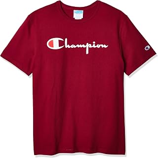 Champion Classic Men's T-Shirt, Round Neck, Cotton, Authentic Script Logo, Opaque