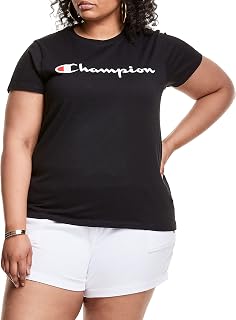 Champion Women’s Classic Short Sleeve Graphic T-Shirt, Standard Fit, Script Logo