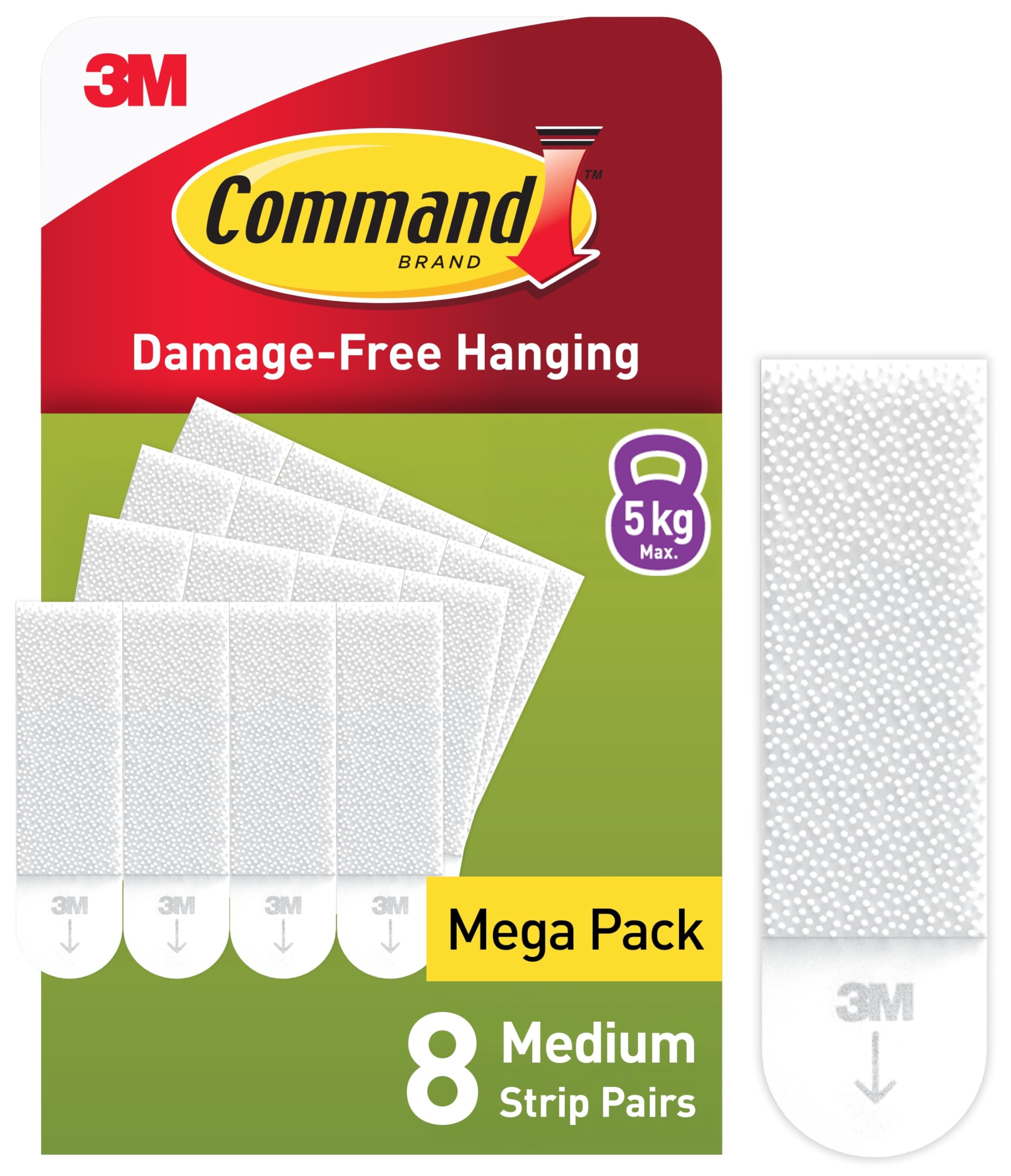 Command Picture Hanging Strips, Medium, 8 Pairs (16 Adhesive Strips) | Value Pac
