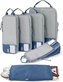BAGSMART 6 Set Compression Packing Cubes, Lightweight Vacation Travel Essentials, Travel Accessories for Suitcase Organizer Bags Set, Durable Luggage Organizer Travel Bags