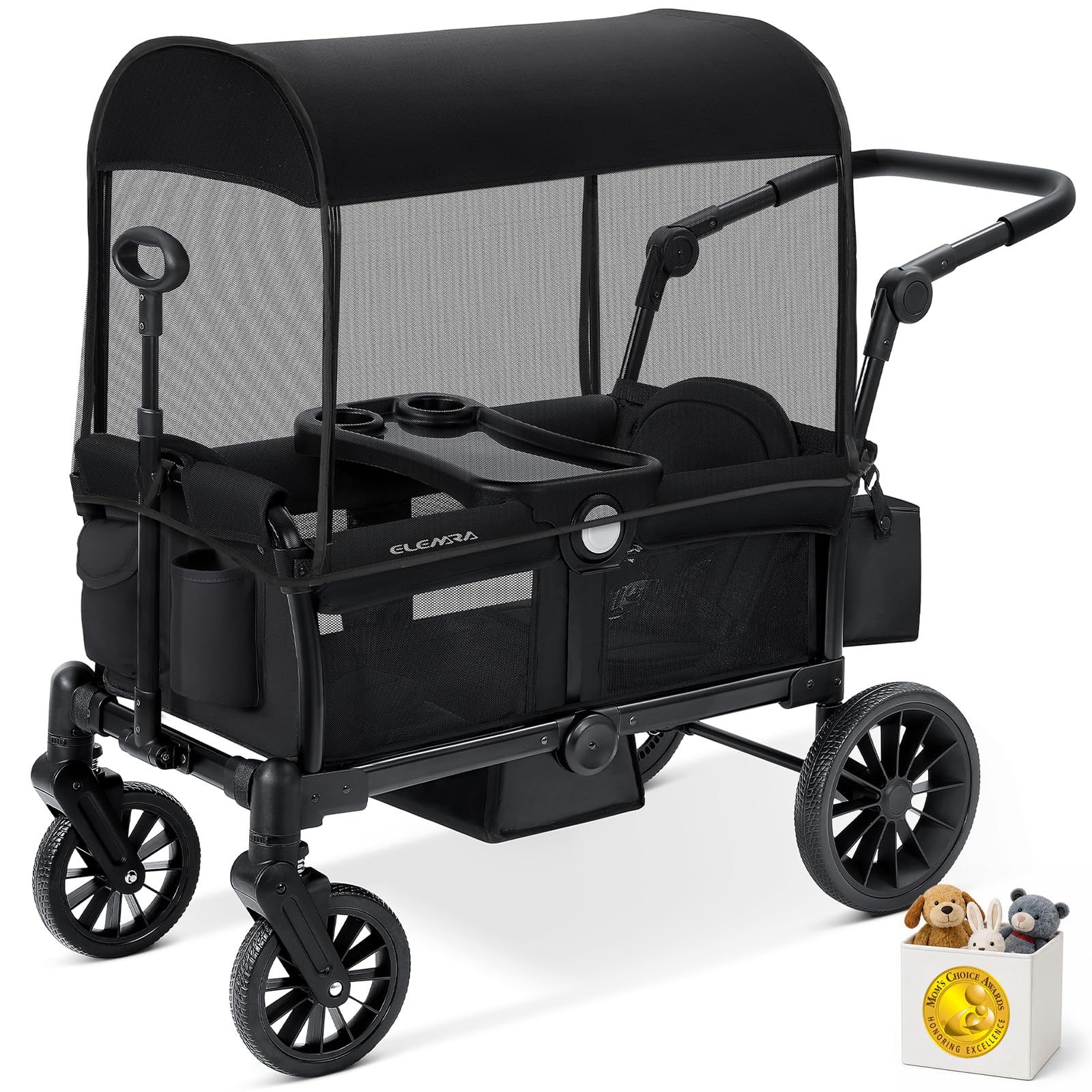ELEMARA Foldable Wagon Stroller, Stroller Wagon for 2 Kids, Premium All Terrain 
