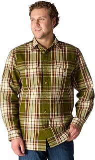Carhartt Men's Long Sleeve Loose Fit Heavy Flannel Plaid Shirt