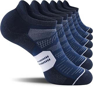 CS CELERSPORT Men's Ankle Running Socks with Cushion, Arch Support Low Cut Athletic Tab Socks for Men Women 6 Pack