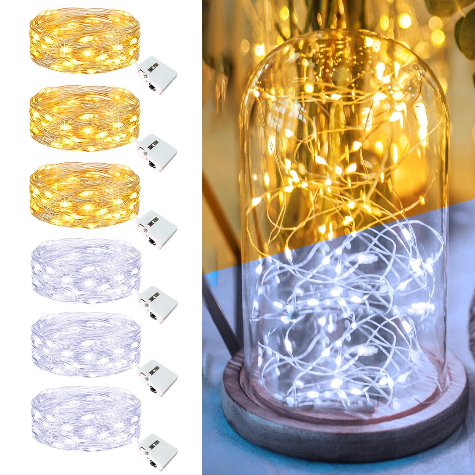 6 Pack Fairy Lights Battery Operated - 7ft 20 Led Twinkle Lights 3 Modes, Bulk M