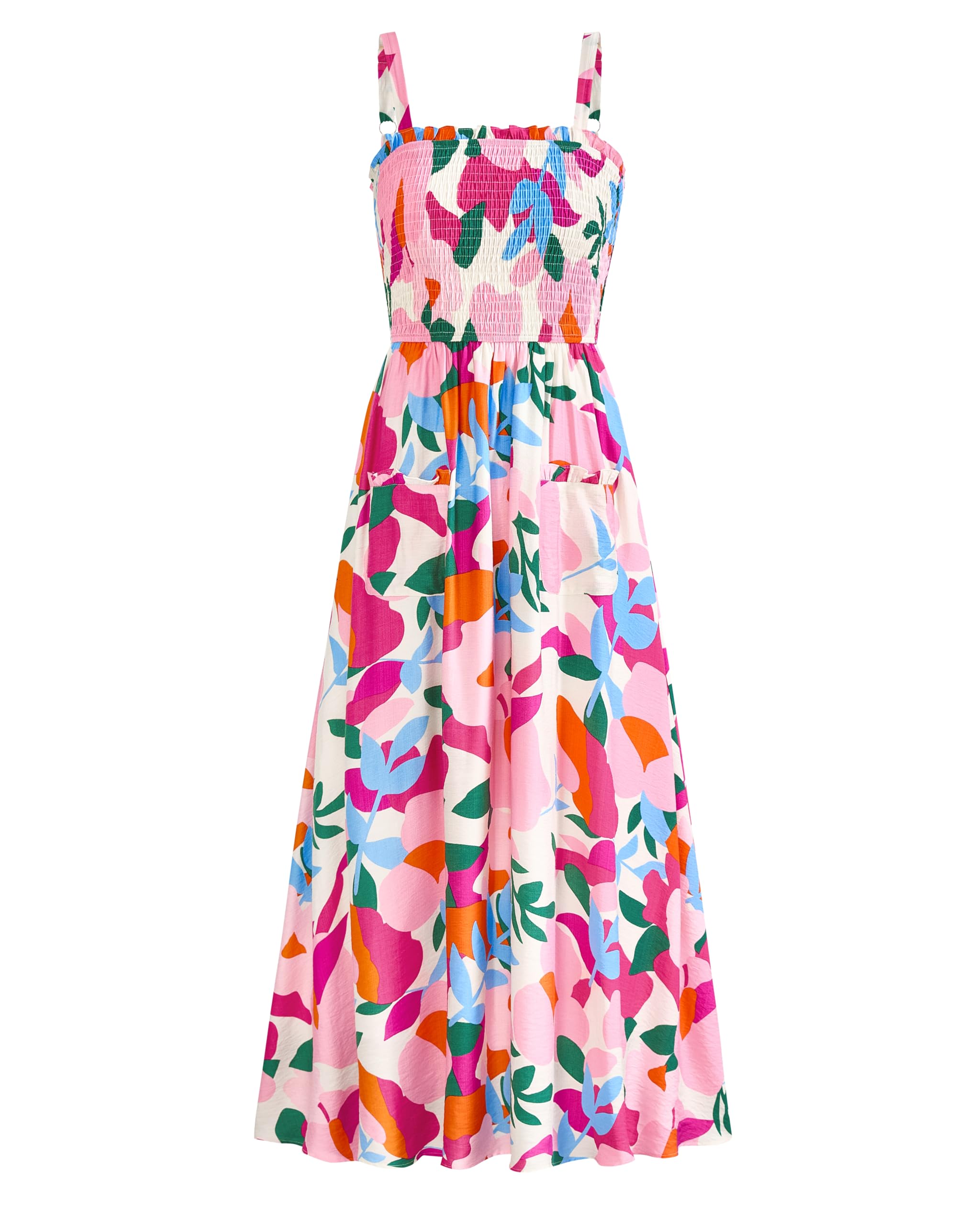 PRETTYGARDEN Womens Summer Dresses 2026 Casual Spaghetti Strap Ruffle Smocked Fl