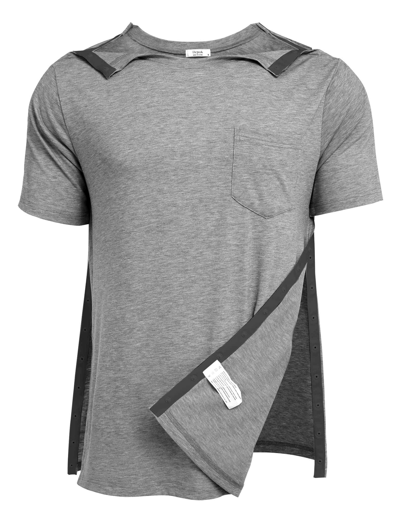 Deyeek Men's Post Shoulder Surgery Shirts Recovery Tear Away Short Sleeve Full O