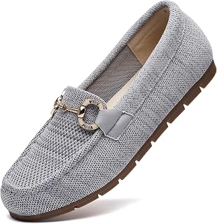 Women's Knit Slip On Loafers - Breathable Mesh Flats with Memory Foam Insole & Arch Support, Non-Slip Comfortable Shoes for Work Office Commute, Driving, Casual Daily Walking (Wide Foot Friendly)