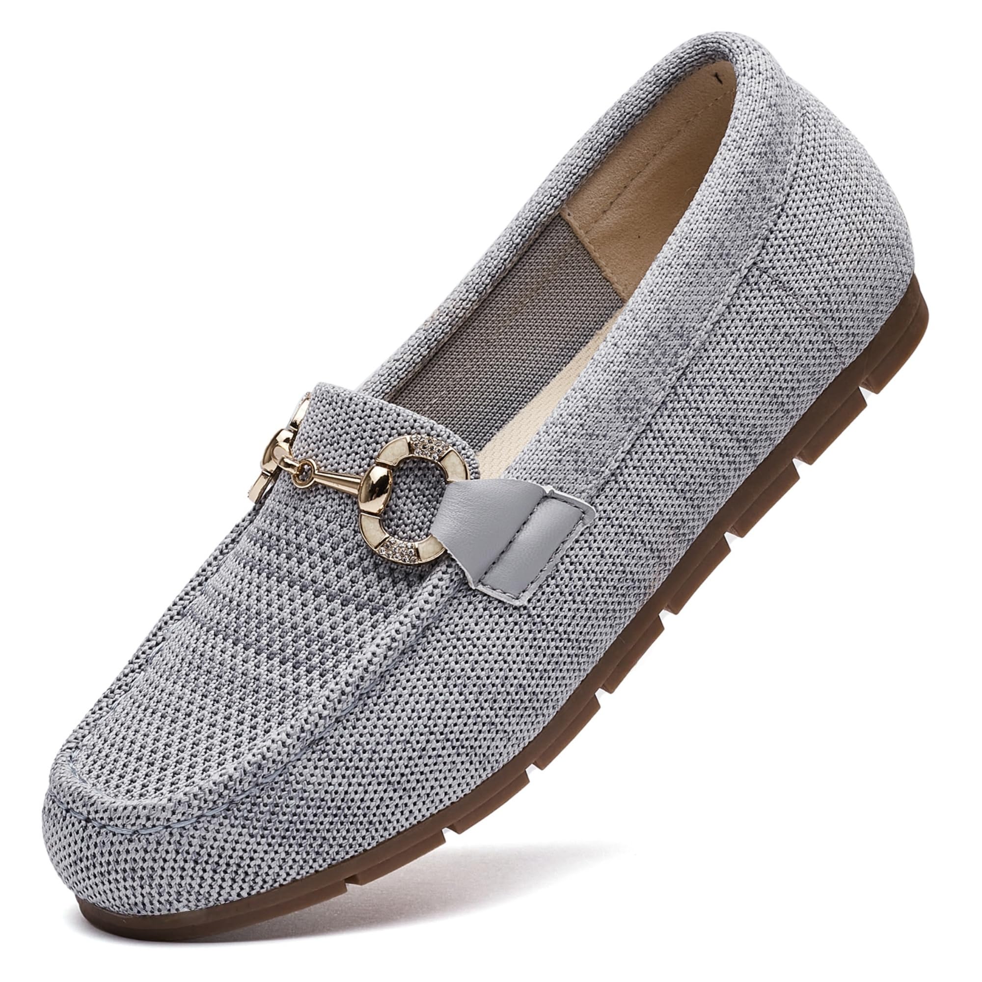 Women's Knit Slip On Loafers - Breathable Mesh Flats with Memory Foam Insole & A