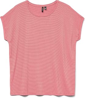 VERO MODA Ladies Glänzendes T-Shirt Rundhals Kurzarm Basic Alltagslook T-Shirt