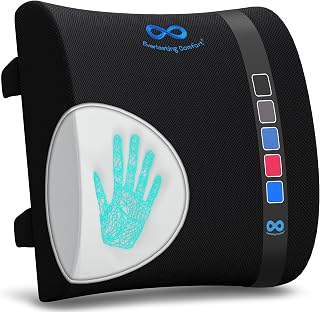 Everlasting Comfort Lumbar Support Pillow for Office Chair - Memory Foam Back Cushion for Car Seat - Promotes Better Posture, Back Pain Relief - Ideal Gaming and Desk Chairs Work and Home Essentials